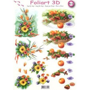 3D-kuva, kukka-asetelmat ja appelsiinit 10 arkkia/paketti