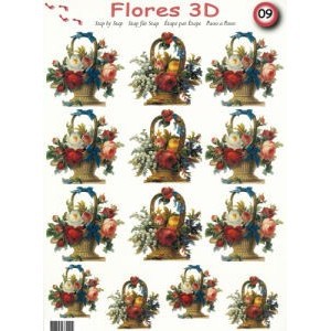 3D-kuva, kukkakori 10 arkkia/paketti