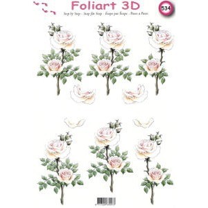 3D-kuva, ruusu vaaleanpunainen 10 arkkia/paketti
