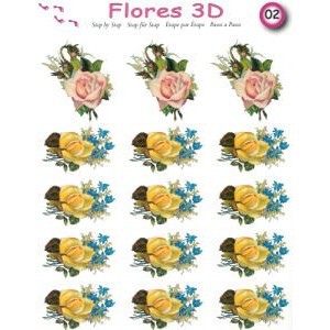 3D-kuva, ruusut vaaleanpunaiset ja keltaiset