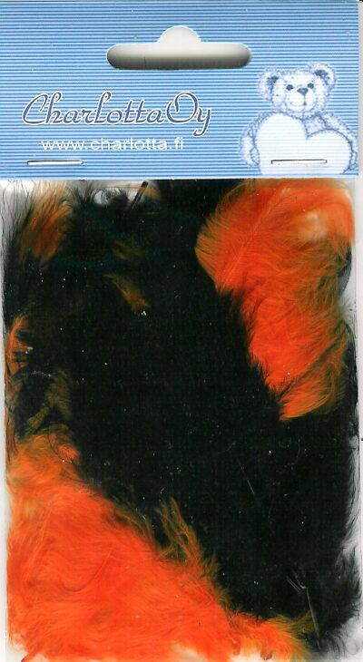 Oranssi ja musta 10cm 15kpl höyhen