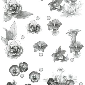 Gardenia ja orvokki mustavalkoisena stanssattu 3D-kuva 10 arkkia/paketti