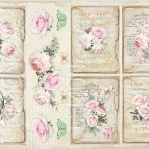A4 vaaleanpunaiset ruusut vintage kuviopaperi