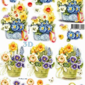 Ruusut ja tulppaanit kannussa 680104 stanssattu 3D -kuva